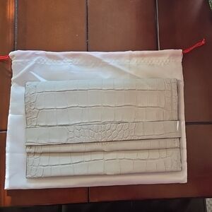 Coach Light Gray Croc-Embossed Clutch